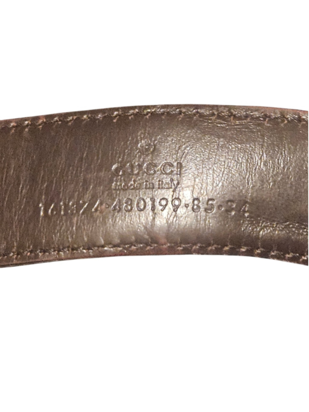 Gucci Brown Leather Belt with Gold Buckle, Size 34 - Picture 15 of 16